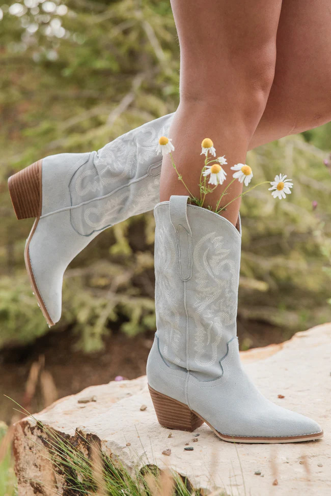 Merle Light Dusty Blue Western Boots | Pink Lily
