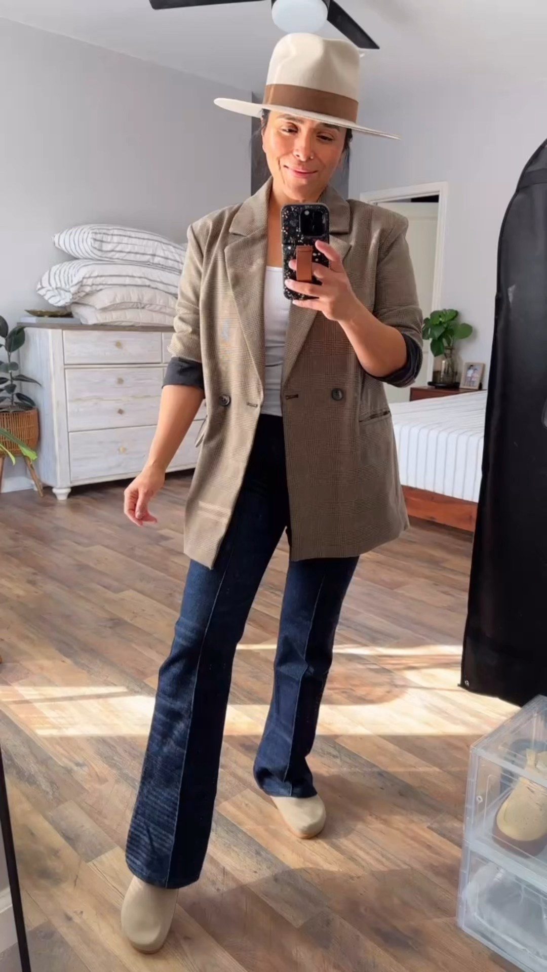 Spanx jeans 
Best jeans
Midsize style 
Blazer outfit 

#LTKPetite #LTKootd #LTKOver40