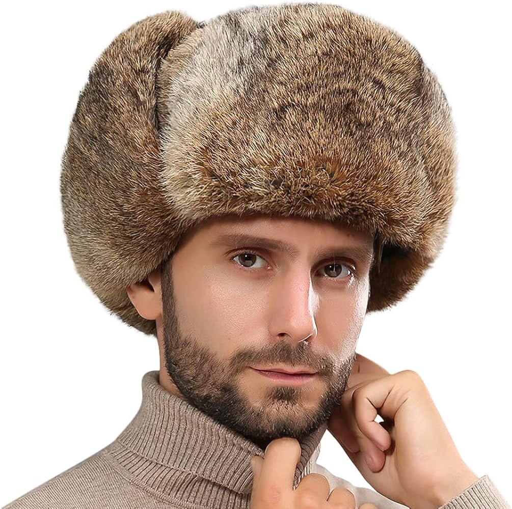 Winter Trapper Trooper Hat Faux Fur Russian Ushanka Hat Windproof Warm Hunting Cap Fuzzy Skiing C... | Amazon (US)