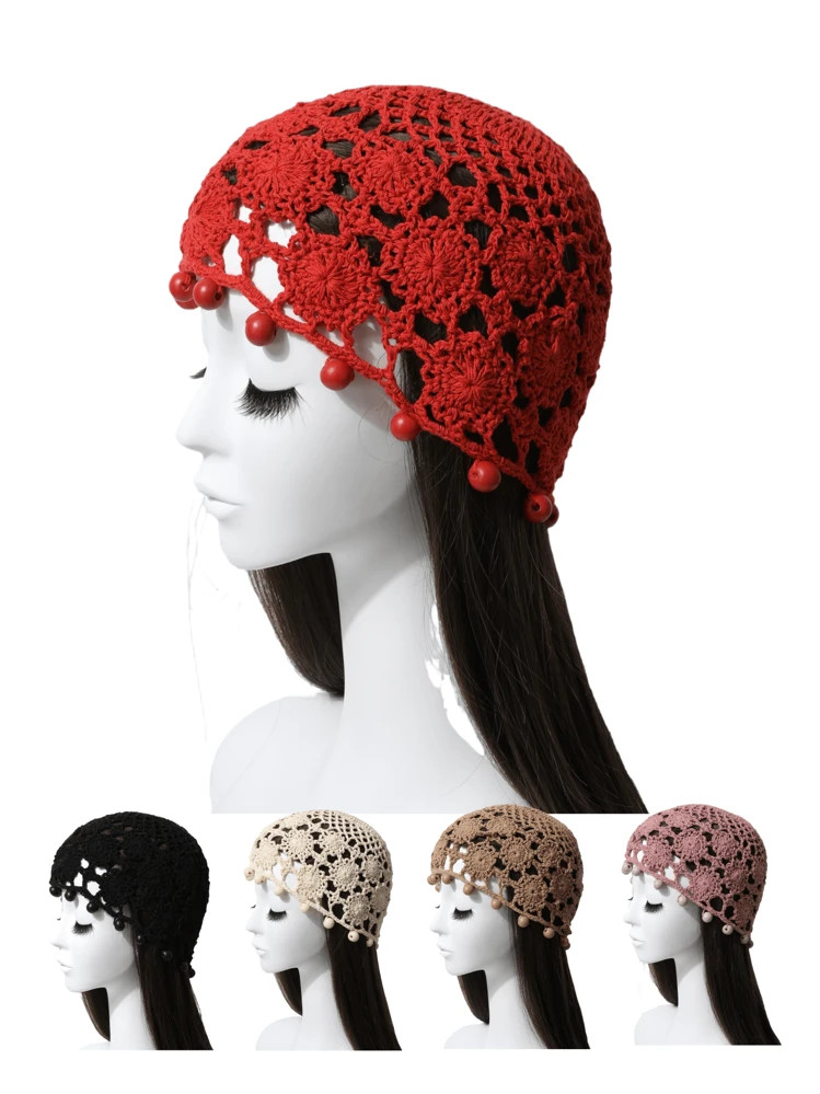 Gorro encaje rojo  cuentas | SHEIN