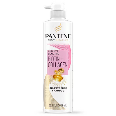 Pantene Pro-V Miracles Infinite Lengths Biotin + Collagen Shampoo Sulfate Free - 13.5 fl oz: Hair Regrowth, Basic Cleansing, Strengthening | Target