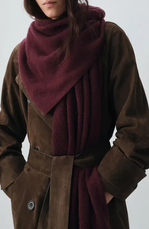 MANGO Selection Cashmere Scarf in Burgundy at Nordstrom | Nordstrom