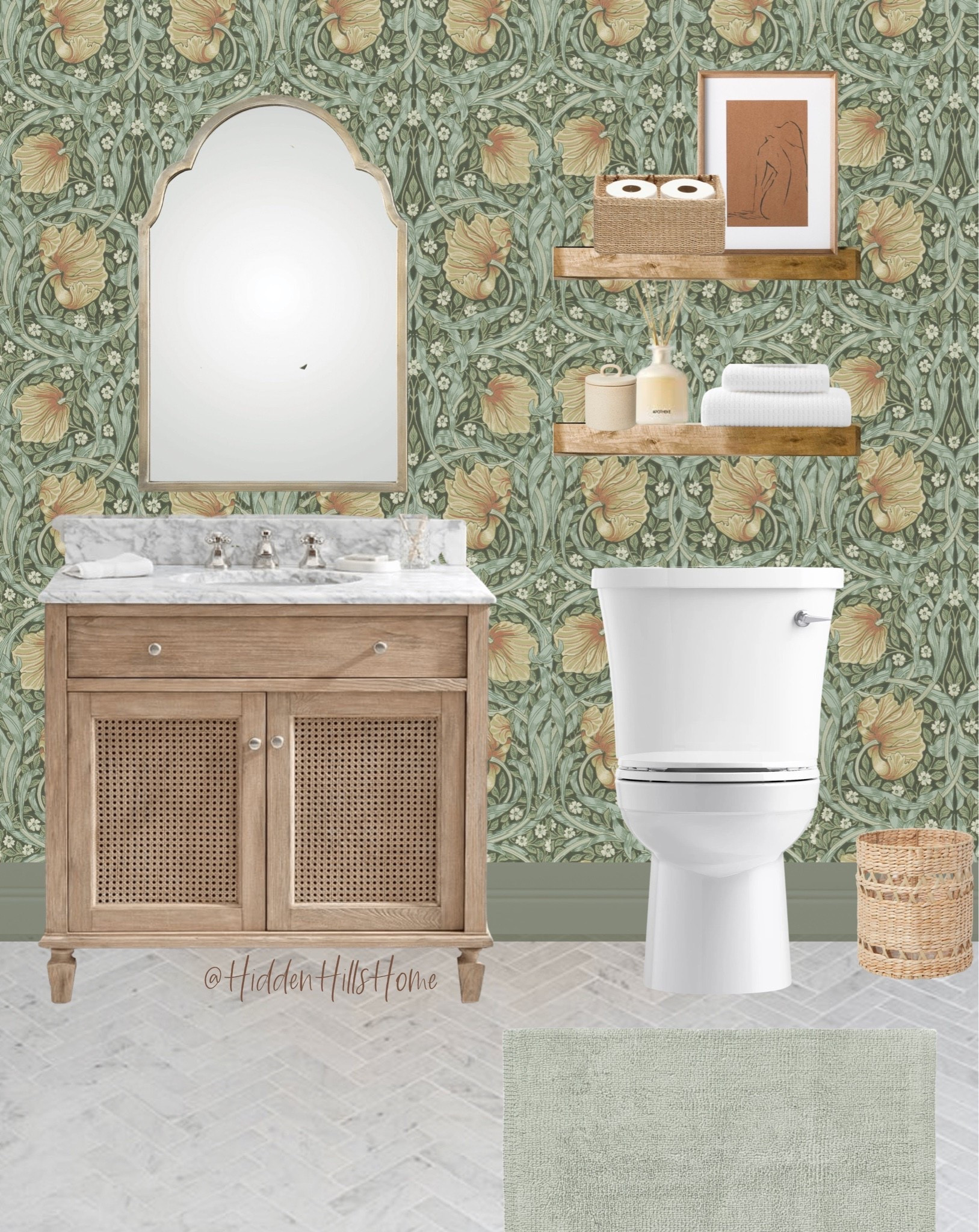 Bathroom decor, home decor, powder bathroom decor, powder bath wallpaper, bathroom vanity, bathroom shelves #bathroom #homedecor

#LTKHome #LTKSaleAlert #LTKSeasonal