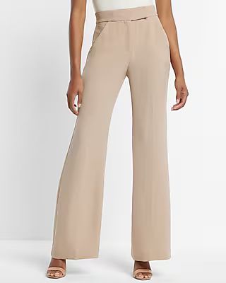Super High Waisted Twill Flare Trouser Pant | Express