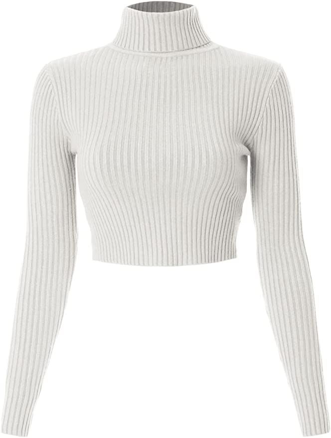 MixMatchy Women's Solid Long Sleeve Ribbed Turtle Neck Ultra Comfort Top | Amazon (US)