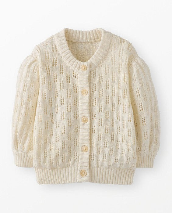 Girls' Ecru Pointelle Cardigan Sweater in 100% Combed Cotton - Size Little Kids 6-7 by Hanna Andersson | Hanna Andersson