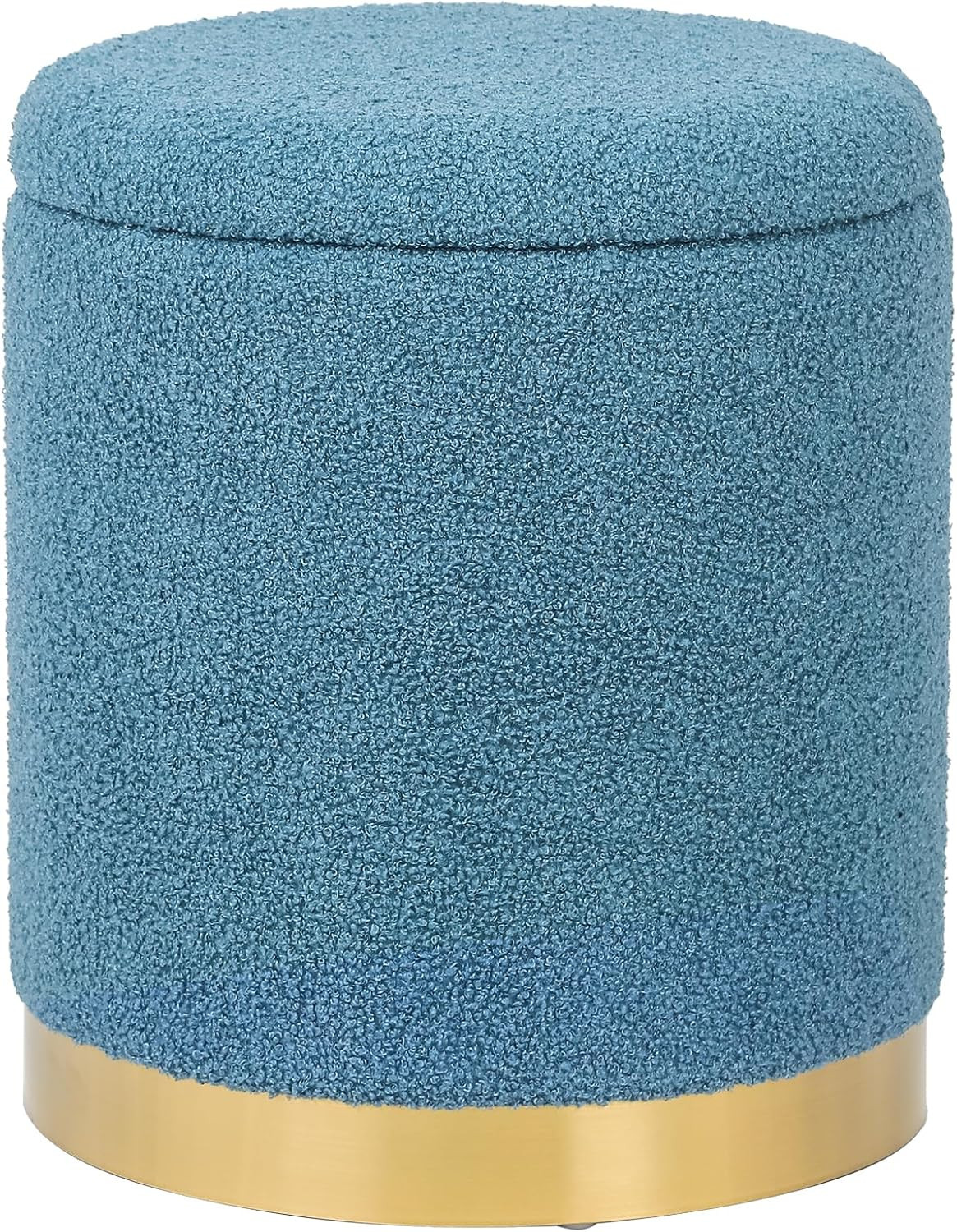 Joveco Boucle Round Storage Ottoman with Removable Lid, Small Upholstered Foot Rest Stool with Go... | Amazon (US)