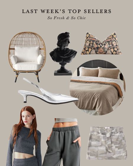 Last week’s top sellers!
-
Southport patio egg chair - black Grecian bust of Apollo - lumbar pillow cover Turkish rug - metallic silver kitten heel sling backs - essential Sunday sweatpant - knit metallic long sleeve top - heathered stripe duvet cover - girls cargo mini skort - abercrombie - etsy - target opalhouse wicker chair outdoor furniture -
H&M women’s metallic knit top - abercrombie essential Sunday sweatpants - Jeffrey Campbell heels 

#LTKhome #LTKmidsize #LTKstyletip