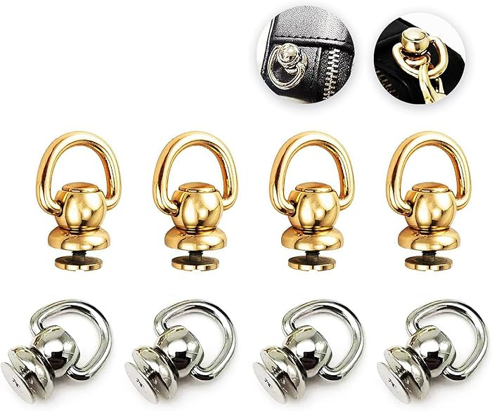 D Ring for Purse Leather Rivets 8pcs Metal Ball Studs Screw Rivets for Leather 360°Rotatable Han... | Amazon (US)