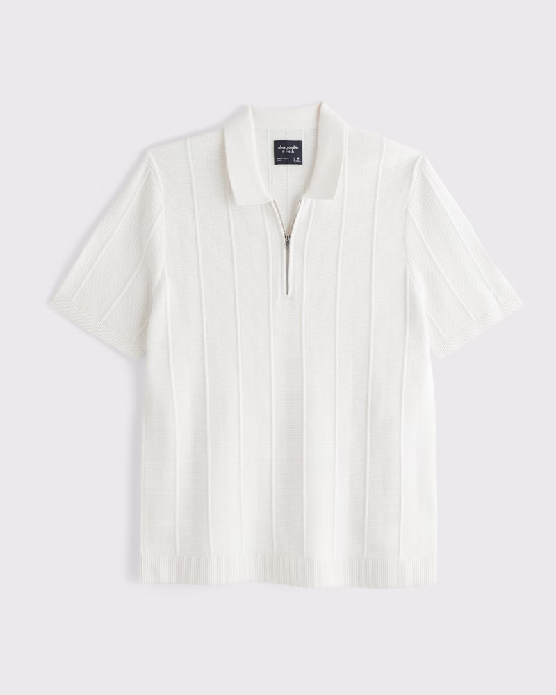 Textural Stripe Zip Sweater Polo | Abercrombie & Fitch (US)