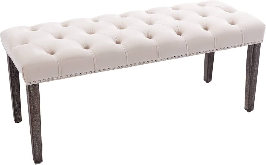 KCC Button-Tufted Ottoman Bench, Upholstered Bedroom Benches Velvet Footrest Stool Accent Bench f... | Amazon (US)