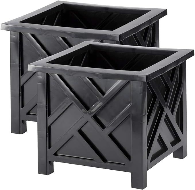 Miles Kimball Set of 2 Chippendale Planter Boxes, Black, Outdoor Décor – Plant Holder for Gard... | Amazon (US)