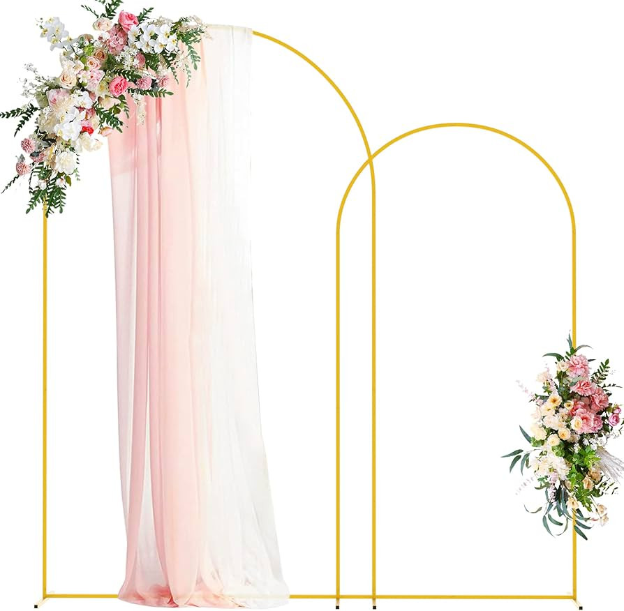 Wokceer Wedding Arch Stand 2 Set 8FT, 6.6FT Gold Metal Arch Backdrop Stand for Birthday Party Wed... | Amazon (US)