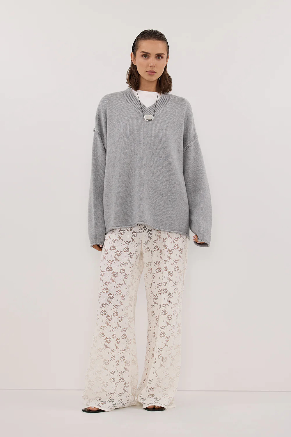 LOULA WHITE LACE PANT | DISSH