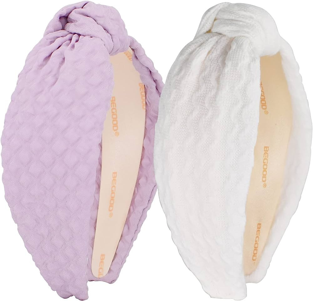 BEGOOD White Knotted Headband for Women Purple Waffled Womens Knotted Headbands Knitted Wide Head... | Amazon (US)