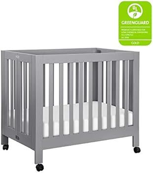 Babyletto Origami Mini Portable Folding Crib with Wheels in Grey, 2 Adjustable Mattress Positions... | Amazon (US)