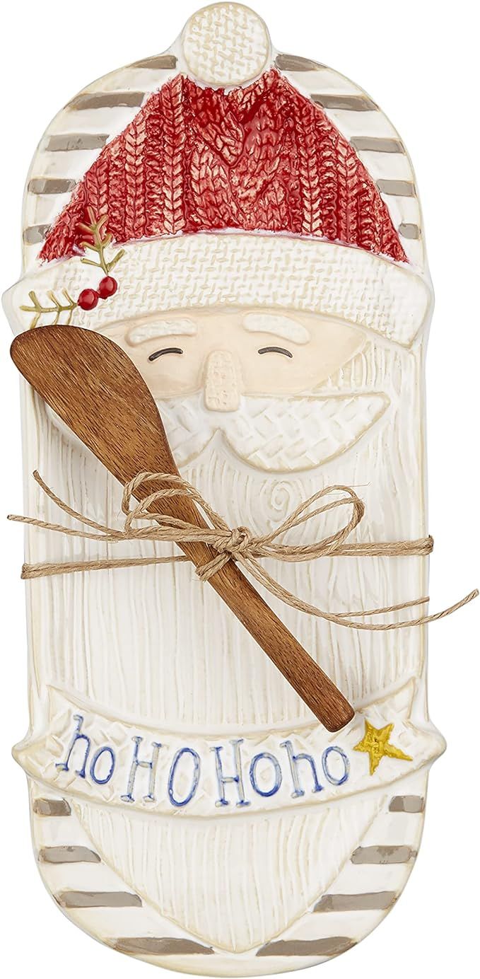 Mud Pie Christmas Butter Dish Set, Santa, dish 9 3/4" x 4 1/4" | spreader 5 1/2" | Amazon (US)