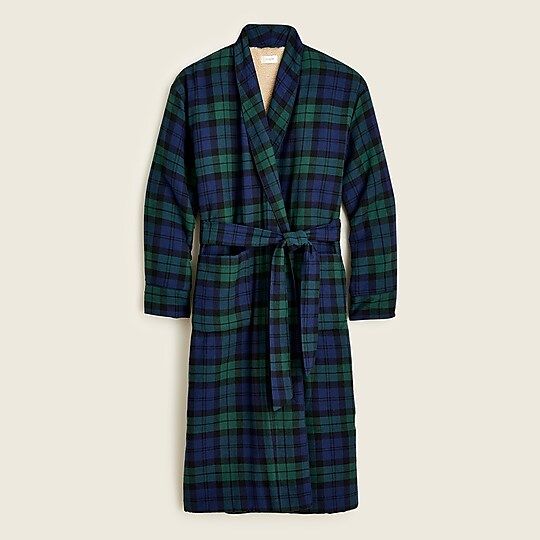 Sherpa-lined flannel robe | J.Crew US