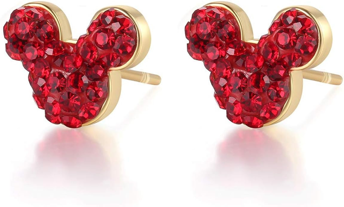 Deelan Fashion Mickey Mouse Stud Earrings For Women Red Lucky Crystal Jewelry Festival Gift Earri... | Amazon (US)