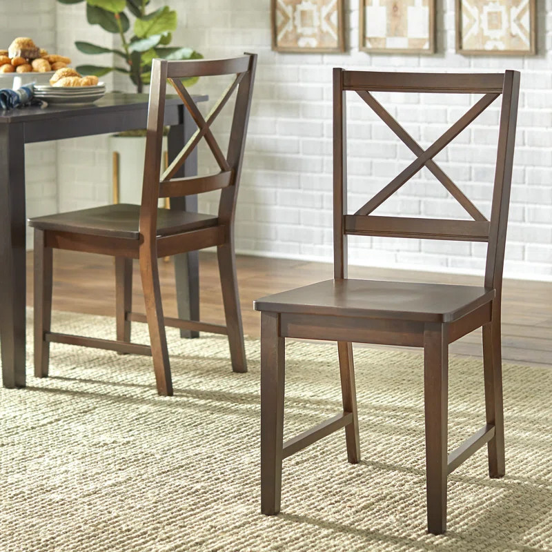 Omur Solid Wood Cross Back Side Chair (Set of 2) | Wayfair North America