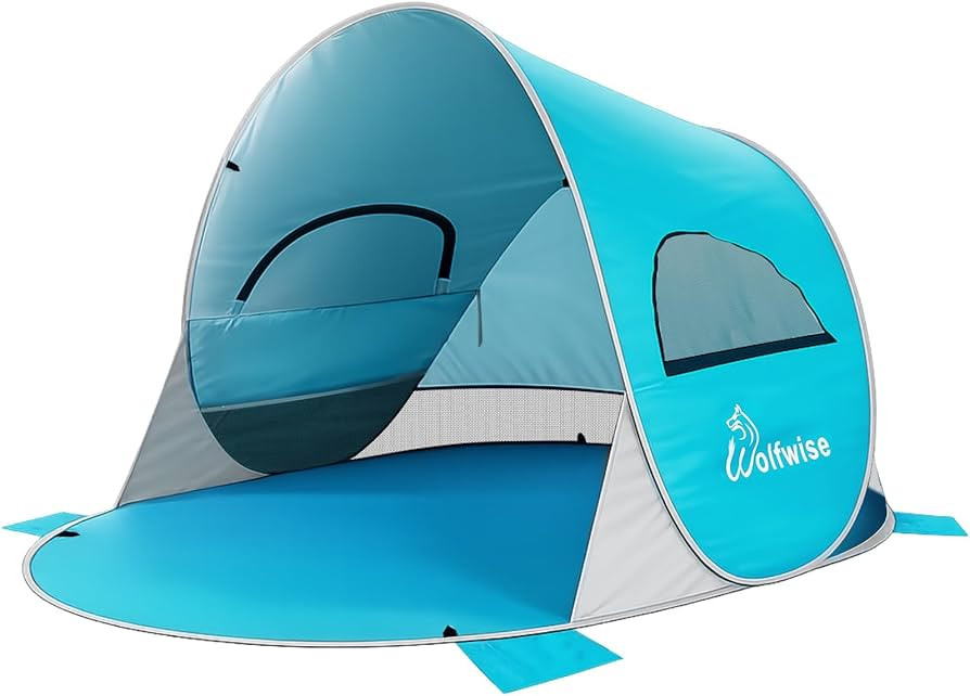 Wolfwise Pop up Beach Tent Sun Shelter with UPF50+ UV Protection, Instant Easy Setup Popup Beach ... | Amazon (US)