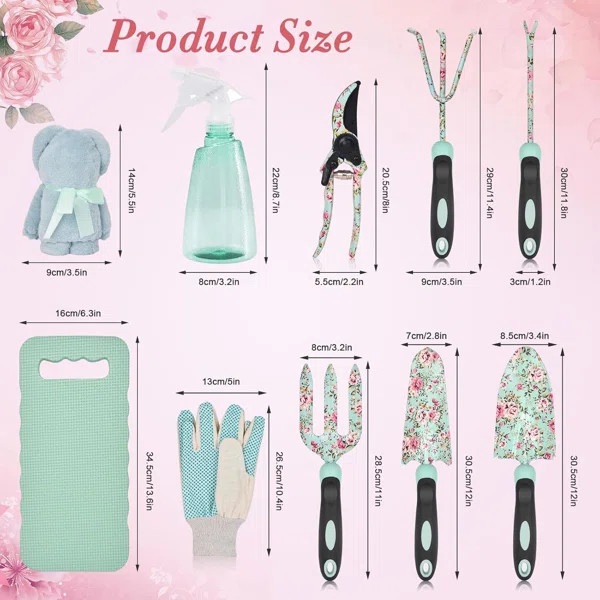 11-Piece Heavy Duty Floral Garden Tool Set with Non-Slip Rubber Handle, Women's Gardening Gift Bo... | Wayfair North America