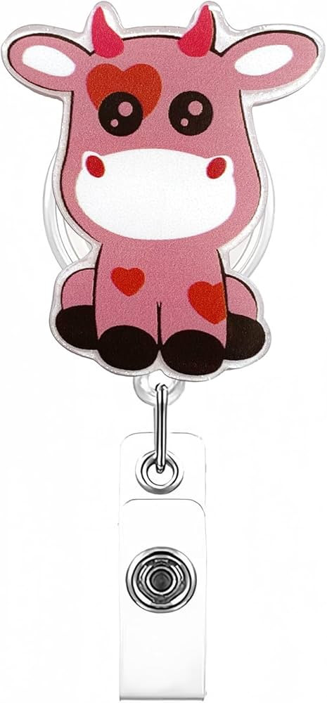 Valentines Badge Reel Retractable Clip Valentines Cute Cow Badge Holder Retractable with Alligato... | Amazon (US)