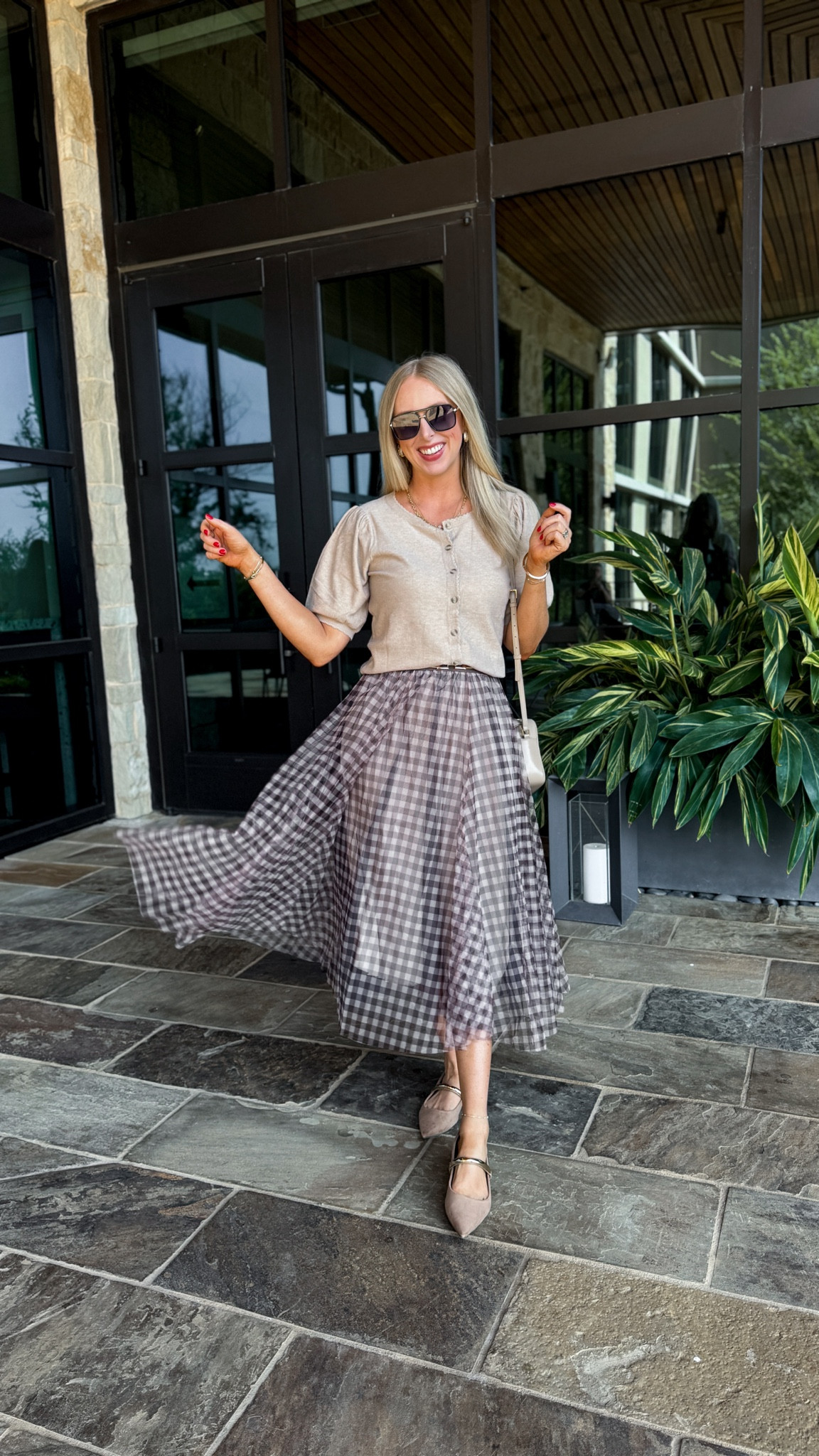 Neutral chic for the season
Loving this
puff sleeve knit top paired with a flowy gingham tulle midi skirt for the perfect balance of feminine + casual elegance. Styled with pointed flats, crossbody bag, and oversized sunnies for a polished everyday look.
Shop the look: #LTKunder100
#LTKSeasonalStyle #MidiSkirtOutfit
#NeutralStyle #FallOutfitInspo #OOTD
#LTKFinds #EverydayChic #GinghamStyle

#LTKCon #LTKFindsUnder50 #LTKShoeCrush