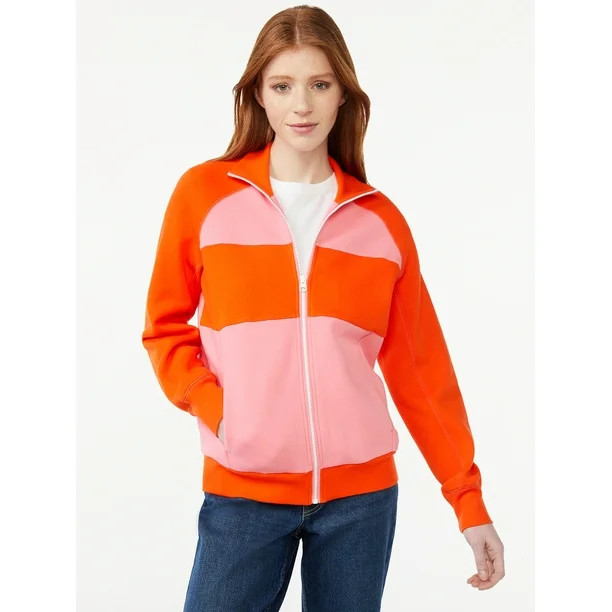 Free Assembly Women's Mock Neck Track Jacket with Raglan Sleeves - Walmart.com | Walmart (US)