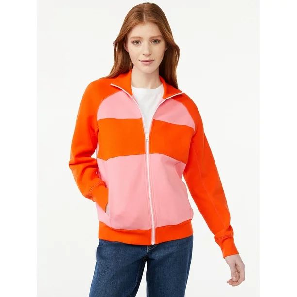 Free Assembly Women's Mock Neck Track Jacket with Raglan Sleeves - Walmart.com | Walmart (US)