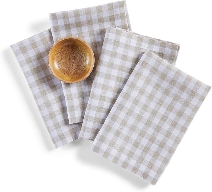 Solino Home Linen Napkins Set of 4-100% Pure Linen Gingham Natural Dinner Napkins 20 x 20 Inch fo... | Amazon (US)