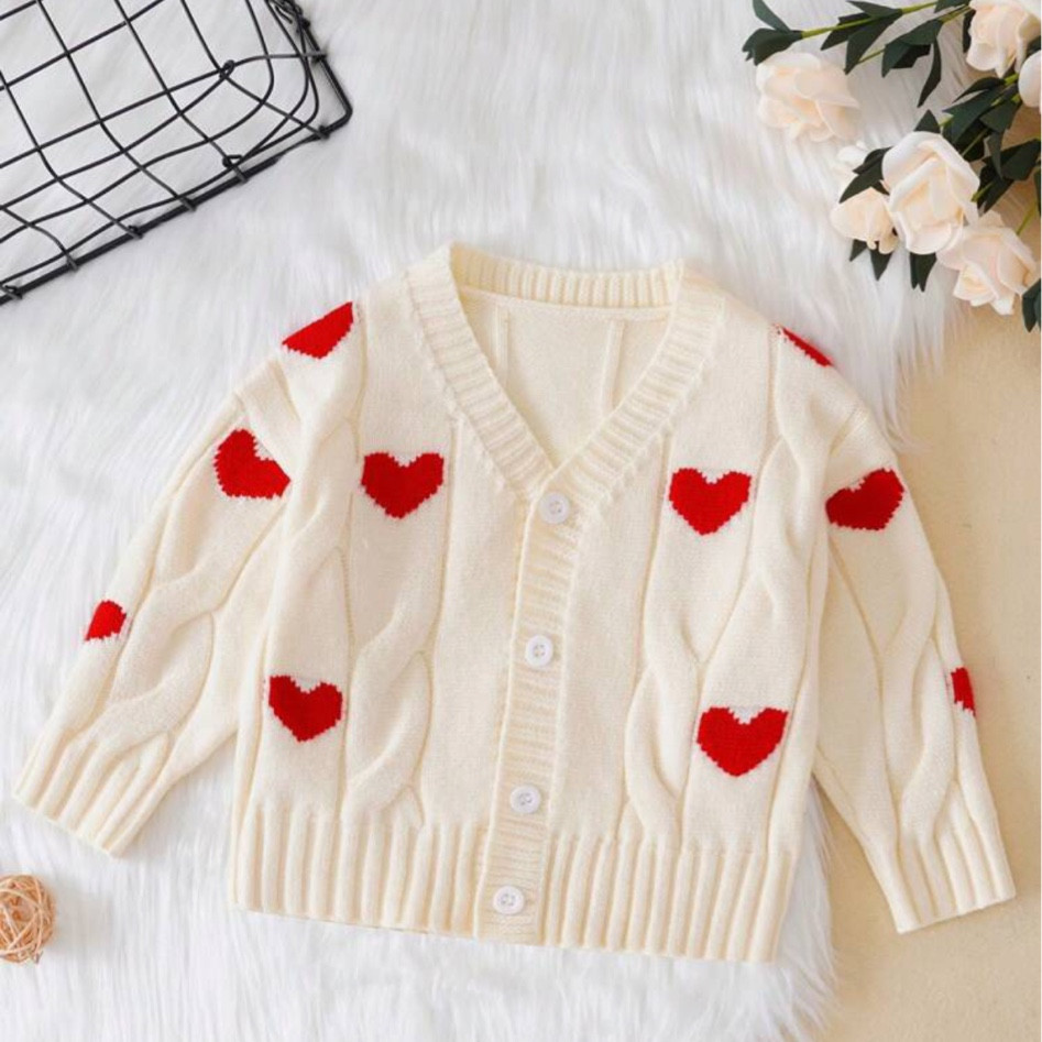 Baby Girl Heart Cable Knit Cardigan