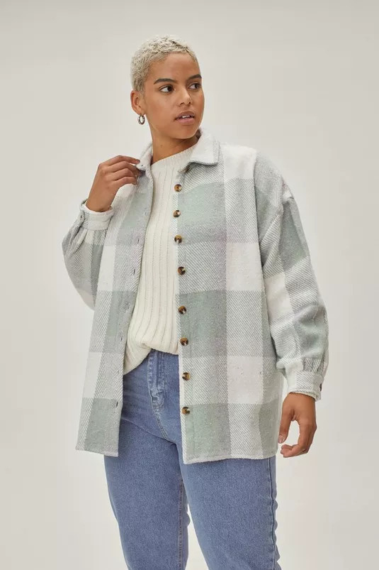 Plus Size Oversized Checked Shacket | Nasty Gal (US)