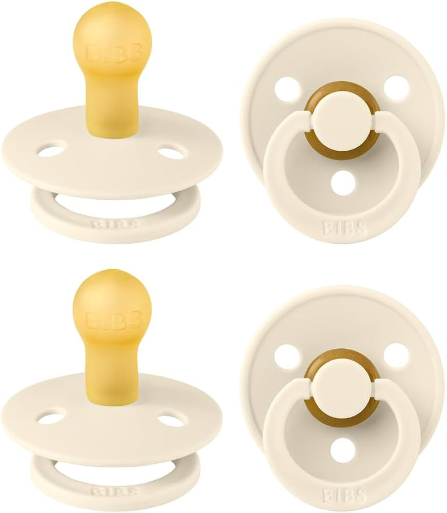 BIBS Colour Pacifier 4-Pack, BPA Free Dummy Pacifier, Round Nipple. Natural Rubber Latex, Made in... | Amazon (US)