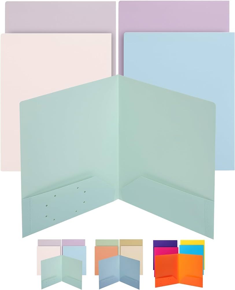 Mr. Pen- Plastic Folders with Pockets, 5 pcs, Muted Pastel Colors, 2 Pocket Plastic Folders, File... | Amazon (US)