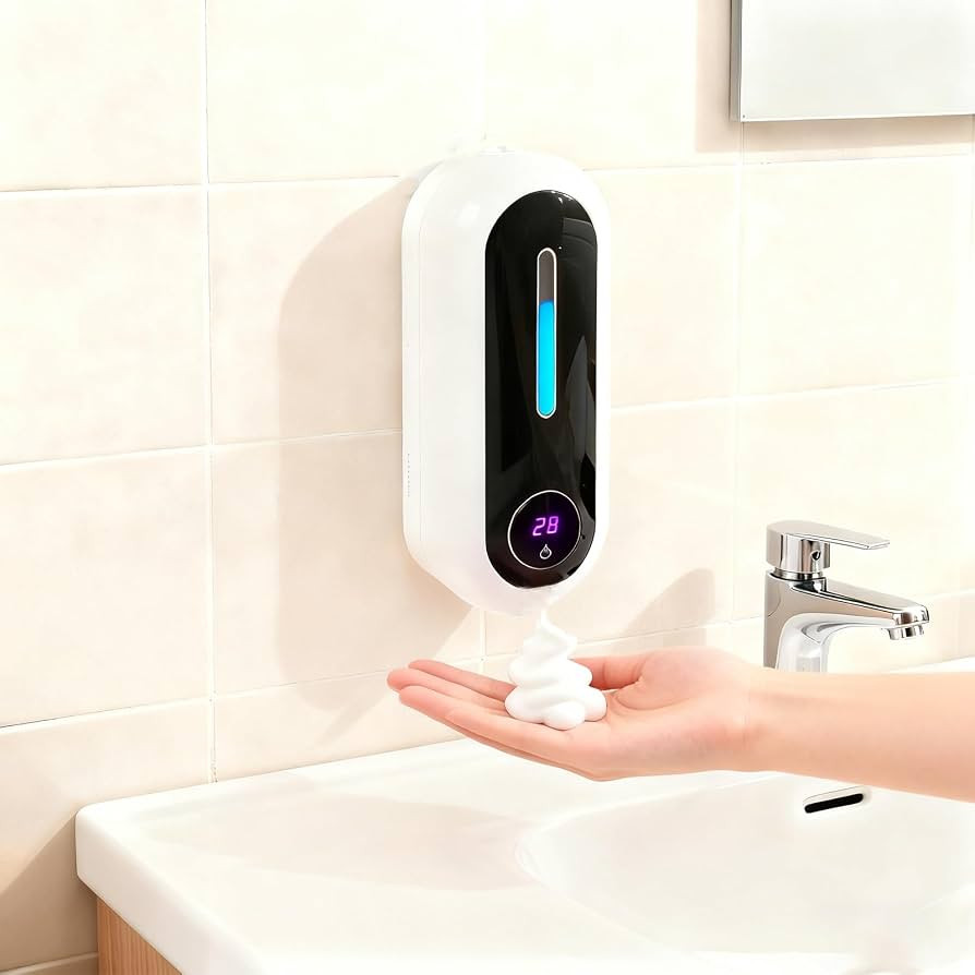 Automatic Soap Dispenser, Smart Wall-Mounted Foam Soap Dispenser with Temperature Display & Long-... | Amazon (US)