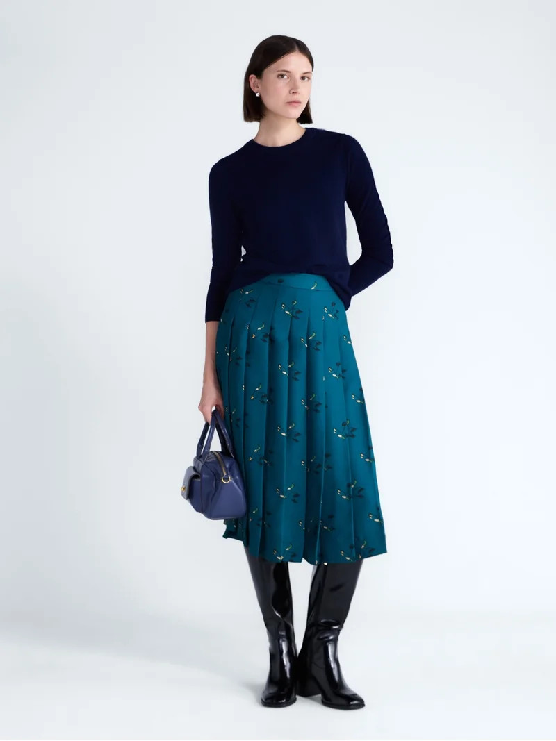 Free Assembly Women\u2019s and Women\u2019s Plus Pleated Tab Waist Midi Skirt, Sizes 0-28W | Walmart (US)