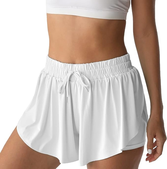 Flowy Athletic Shorts for Women Running Tennis Butterfly Shorts Girls 2-in-1 Double Layer Quick-D... | Amazon (US)