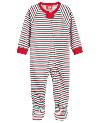 Family Pajamas Matching Baby Thermal Waffle Holiday Stripe Footie One-Piece, Created for Macy's &... | Macys (US)