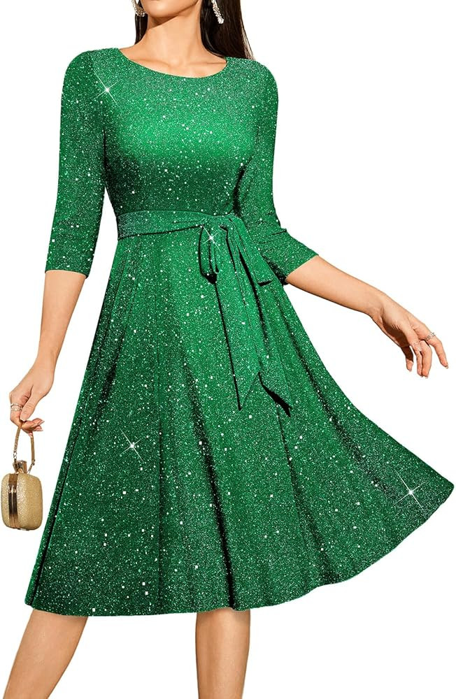 DRESSTELLS Cocktail Dresses for Women, Vintage Wedding Guest 3/4 Sleeves Formal Church Holiday Dr... | Amazon (US)