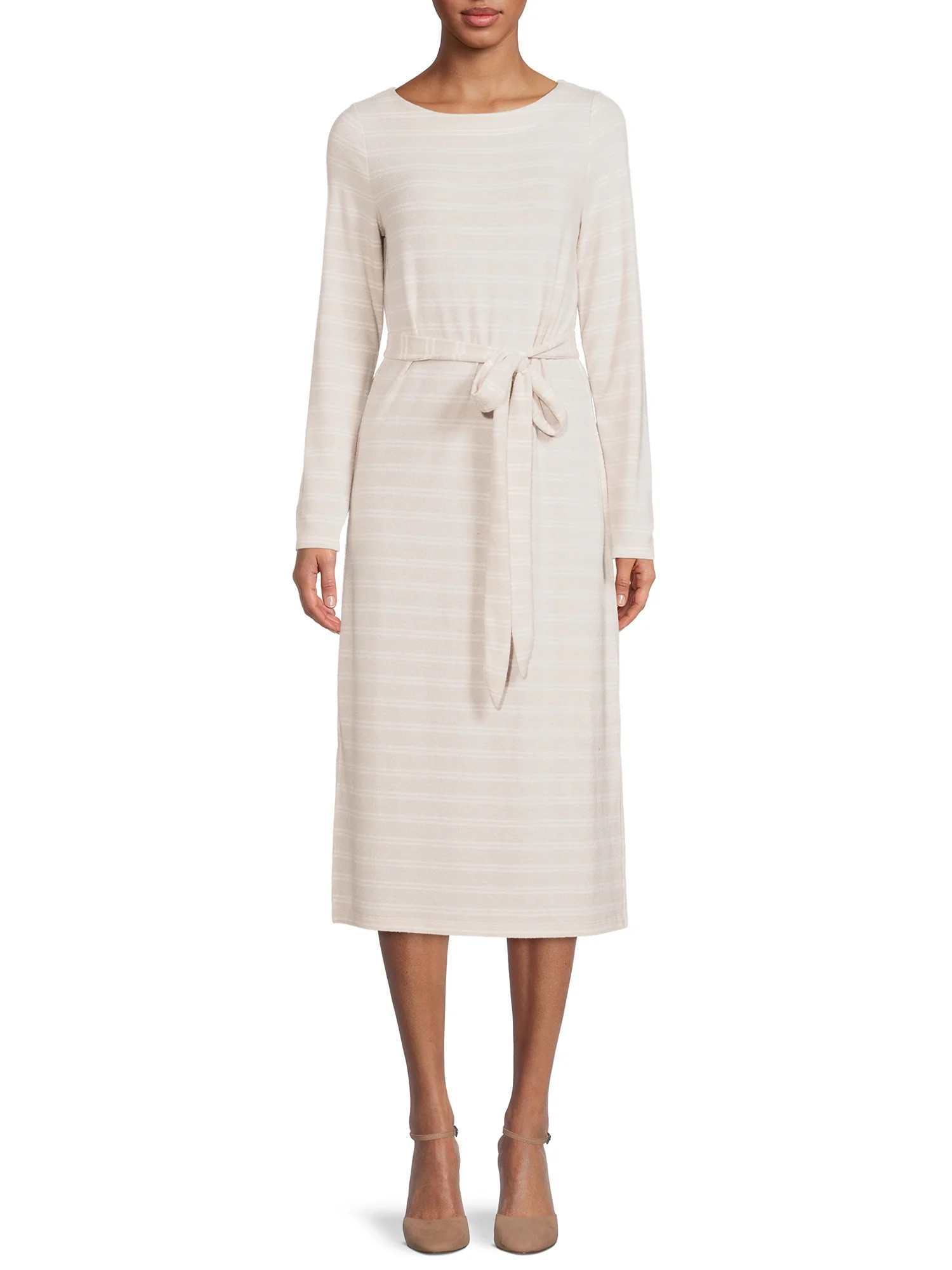 Time and Tru Women's Long Sleeve Hacci Dress | Walmart (US)