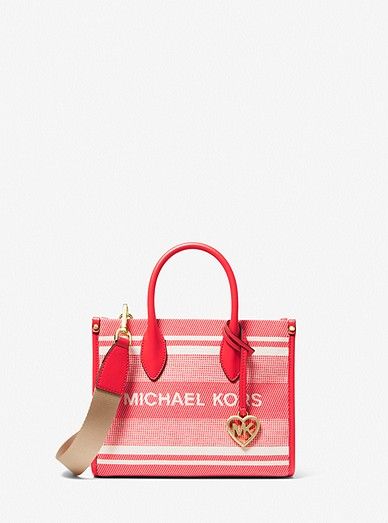 Mirella Small Striped Cotton Canvas Crossbody Bag | Michael Kors US