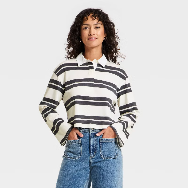 Women's Long Sleeve Button-Down Polo T-Shirt - Universal Thread™ | Target