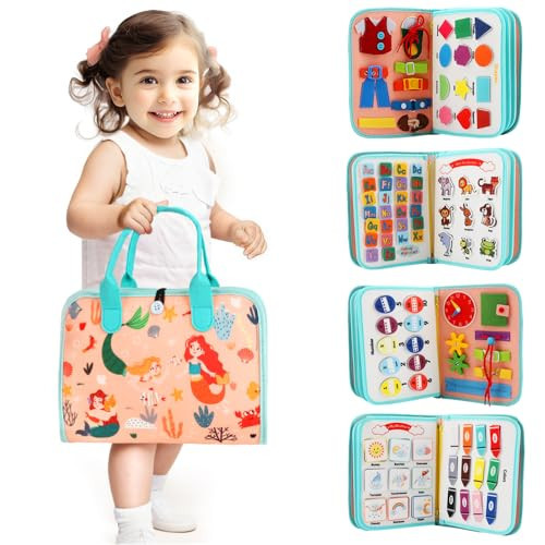 Toddler Busy Board Montessori Toys for Toddlers 1-3 Year Old Educational Activity Book Board Sensory Travel Toys Ages 2-4 Preschool Learning Fine Motor Skills Toy Quiet Book Gift for Kids | Amazon (US)