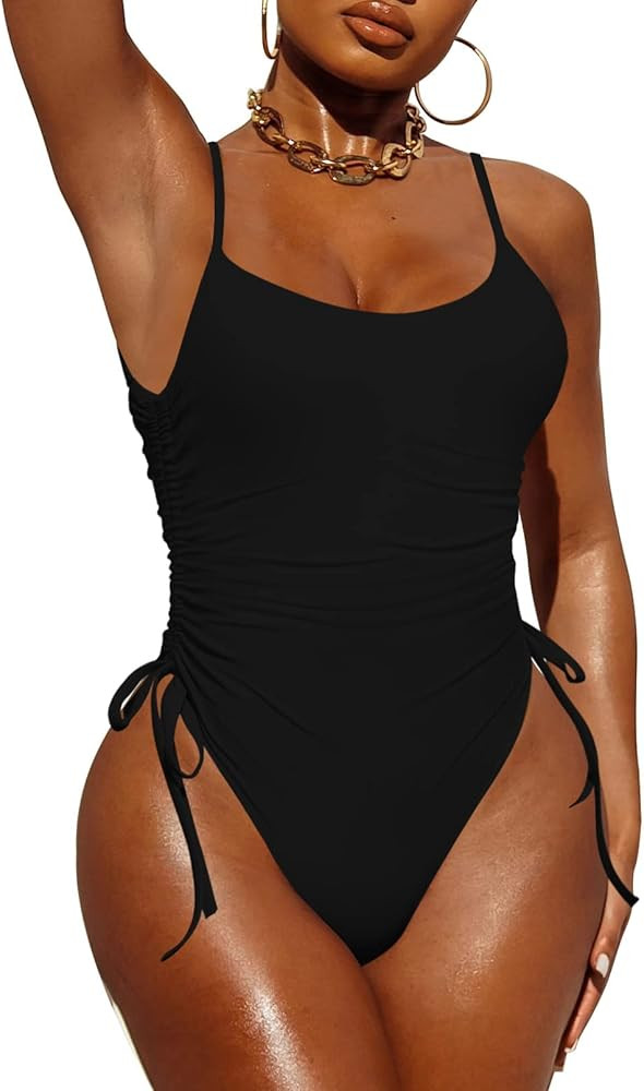 Pink Queen Womens One Piece Swimsuit Ruched High Cut Tummy Control Bathing Suit | Amazon (US)