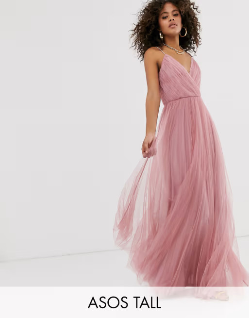 ASOS DESIGN Tall cami pleated tulle maxi dress | ASOS US