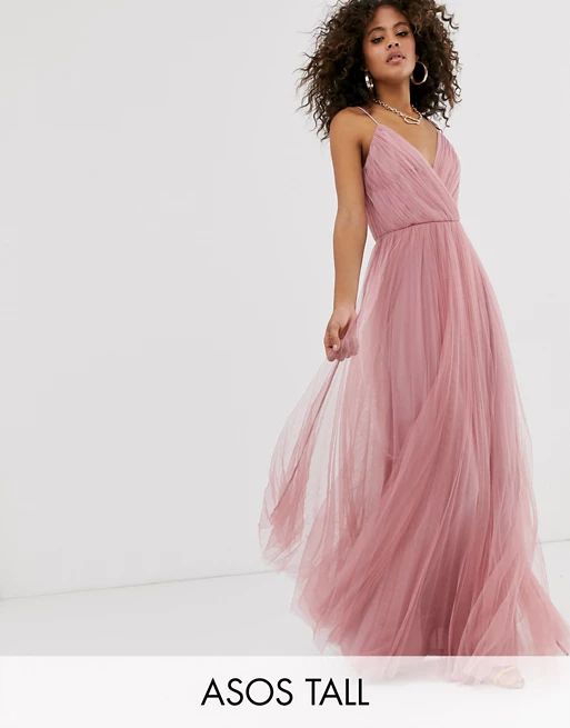 ASOS DESIGN Tall cami pleated tulle maxi dress | ASOS US