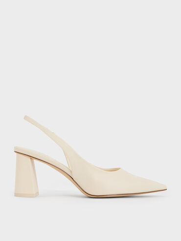 Trapeze Heel Slingback Pumps
 - Chalk | Charles & Keith US