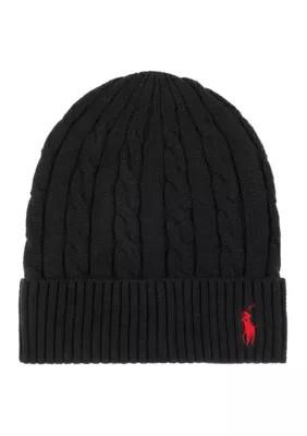 Polo Ralph Lauren Men's Cotton Cashmere Cable Beanie, Black | Belk