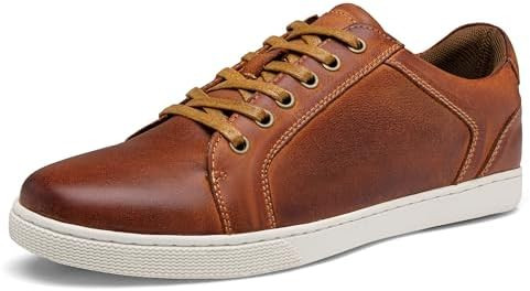 Jousen Men's Sneakers Leather Casual Shoes for Men Business Lace Up Dress Sneaker Mens Shoe | Amazon (US)